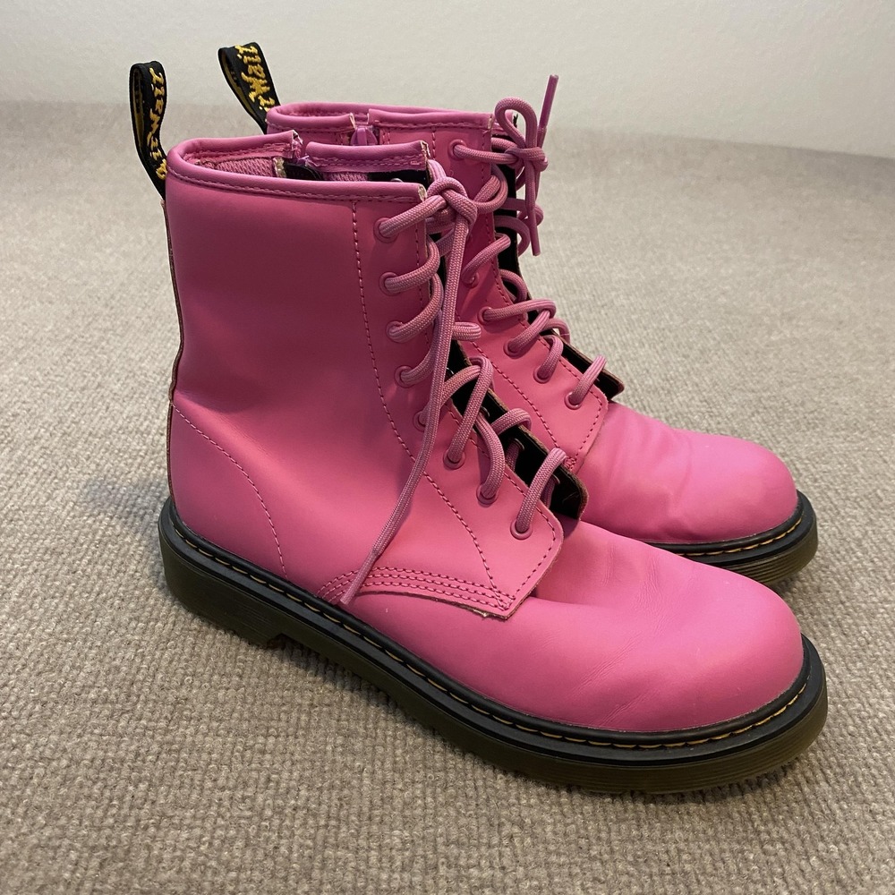 Dr. Martens Boots Pink Leather Ankle Combat Zip Punk Lace Up 31283 Womens Size 6